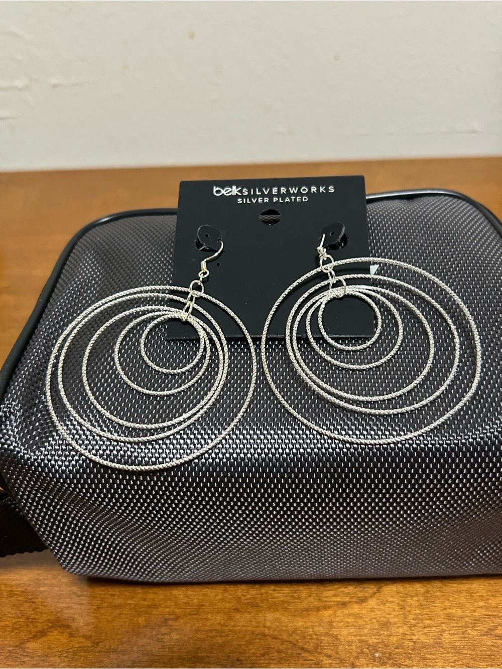 Silver-Plated Concentric Hoop Drop Earrings - Silver